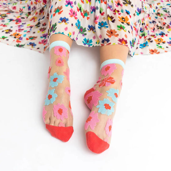 Sheer Floral Socks