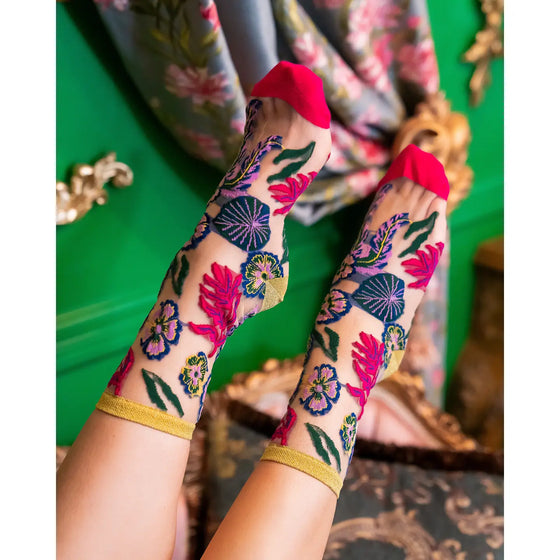 Sheer Floral Socks