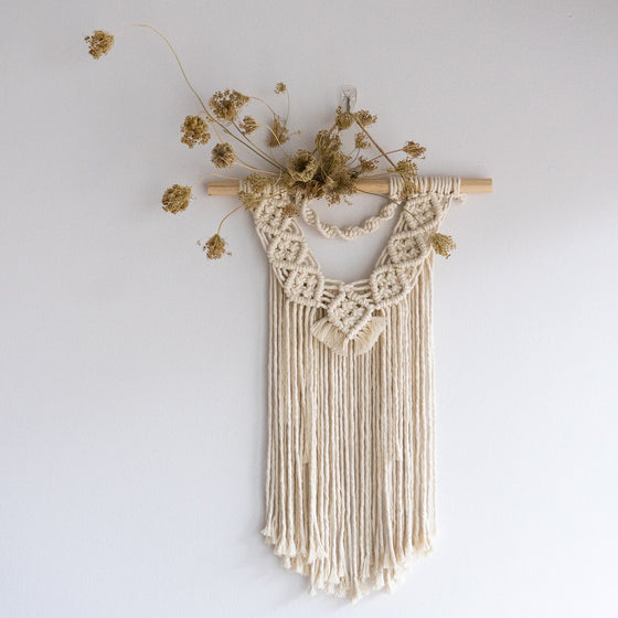 Macrame Wall Hanging + Dried Lace Flowers