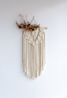  Macrame Wall Hanging + Dried Flowers in Pink and Brown