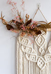 Macrame Wall Hanging + Dried Flowers in Pink and Brown